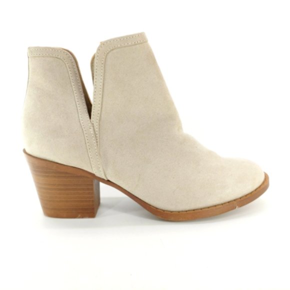 LOFT Outlet Womens Faux Suede Ankle Boots Booties Pull On Cutout Light Gray 6M - Picture 1 of 11